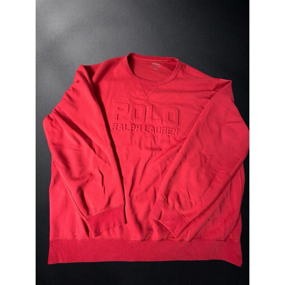 Polo Ralph Lauren Sweatshirt Men’s XXL Red Embossed Logo Crewneck Pullover